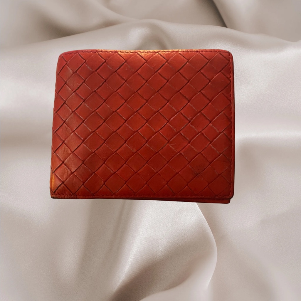 Bottega Veneta Red Woven Wallet